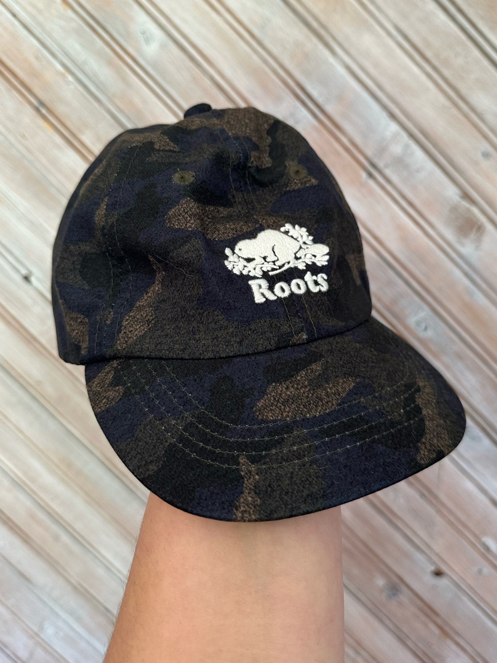 Roots Kids Camouflage Fitted Baseball Cap Embroidered Logo